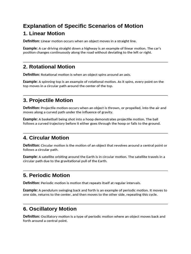 Types of Motion Explained with Examples | PDF | Gravity | Rotation