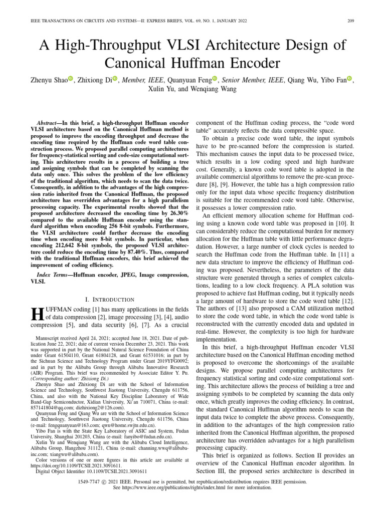 High-Throughput Canonical Huffman Encoder | PDF | Data Compression ...
