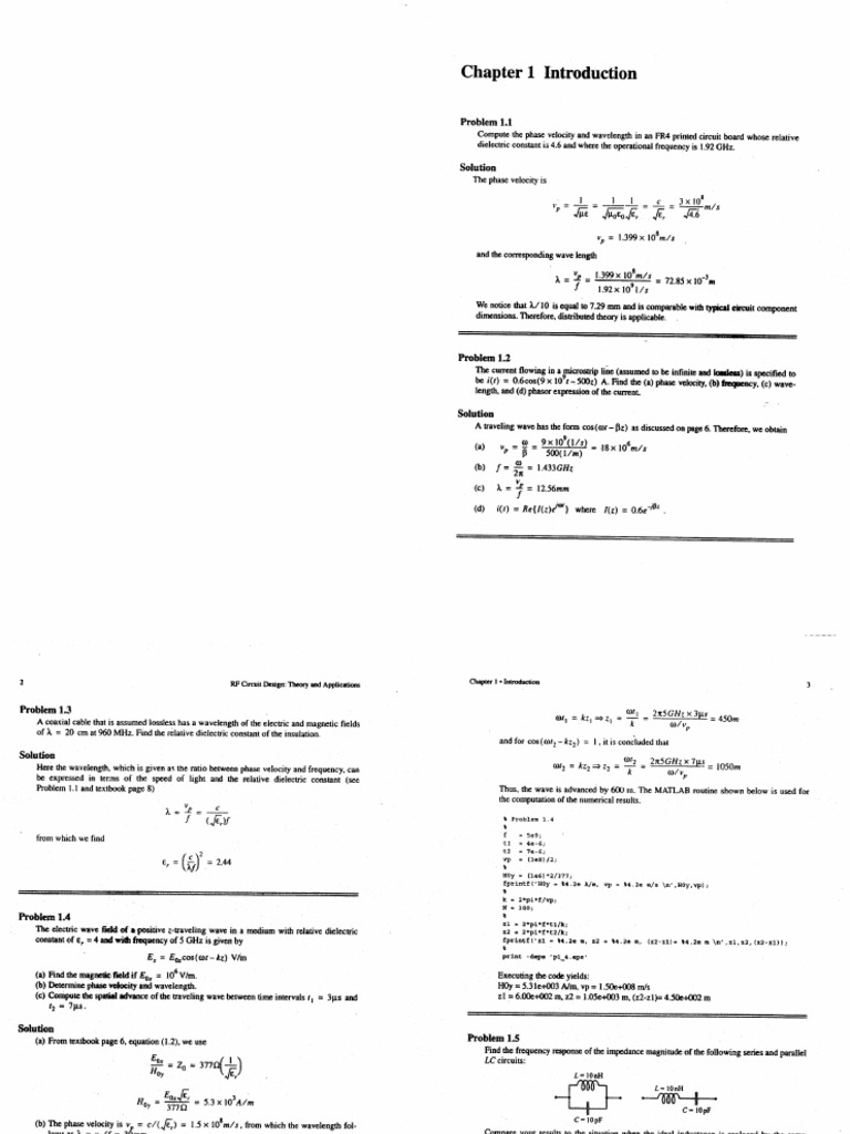 RF Circuit Design Ludwig & Bretchko Solution Manual PDF