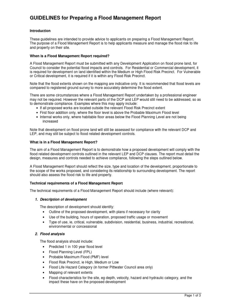 Flood Management Report Guidelines | PDF | Flood | Flood Control