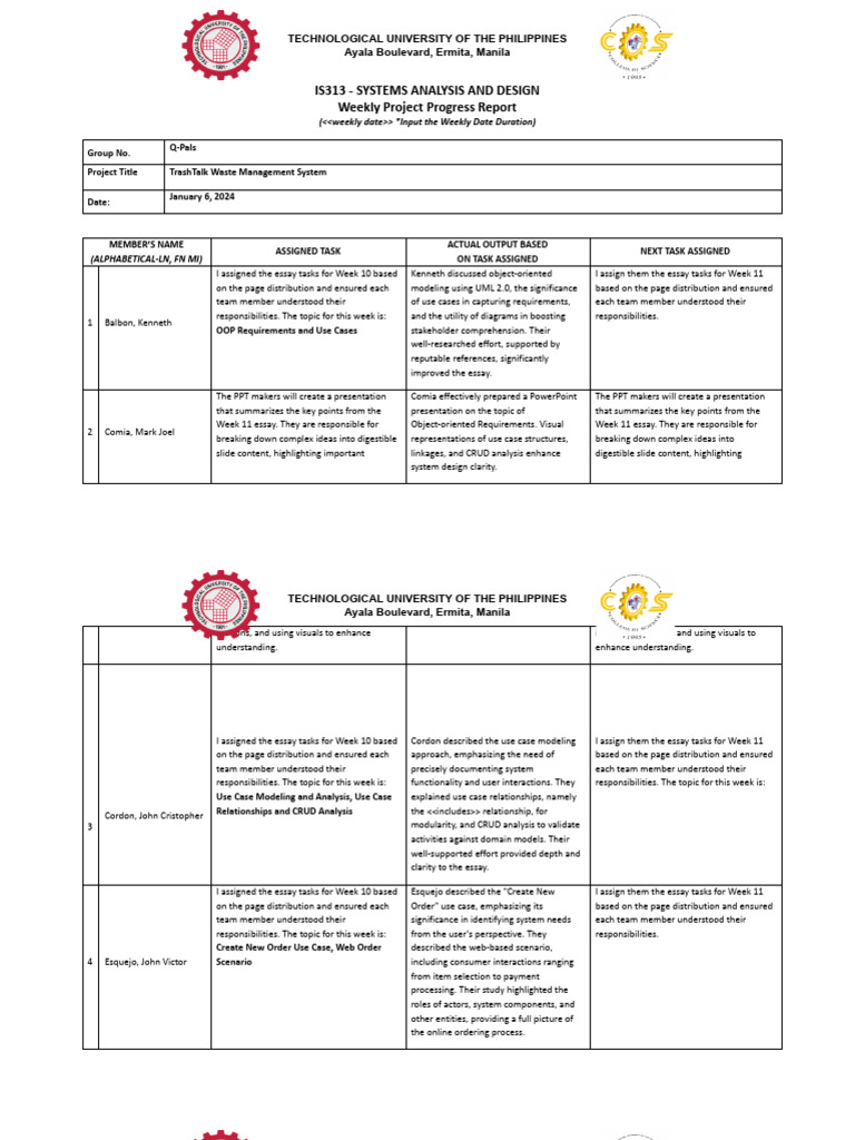 Q-Pals AccomplishmentReport Week10 | PDF | Use Case | Microsoft Power Point