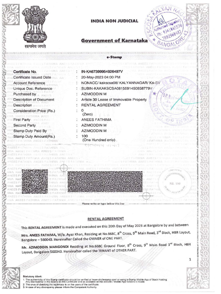 Rental Agreement 2023 | PDF