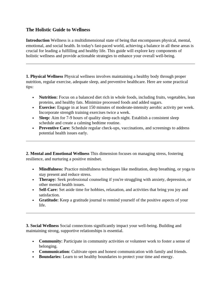 The Holistic Guide to Wellness PDF Mental Health Mindfulness