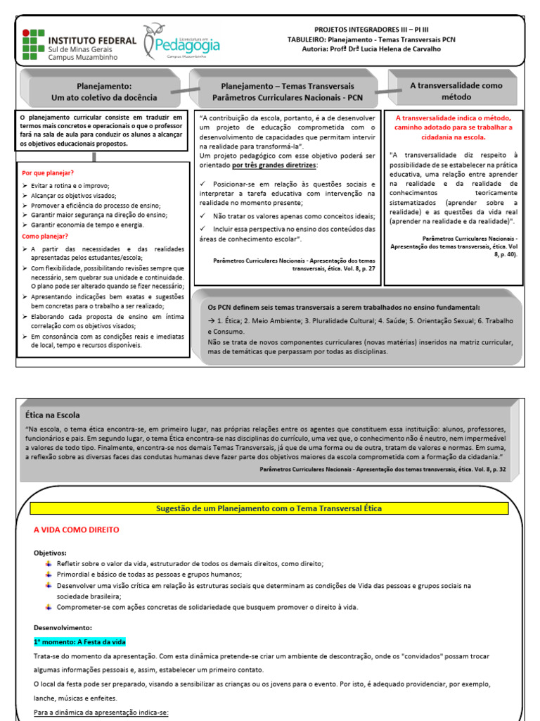 Planejamento de Temas Transversais PCN | PDF | Aprendizado | Vida