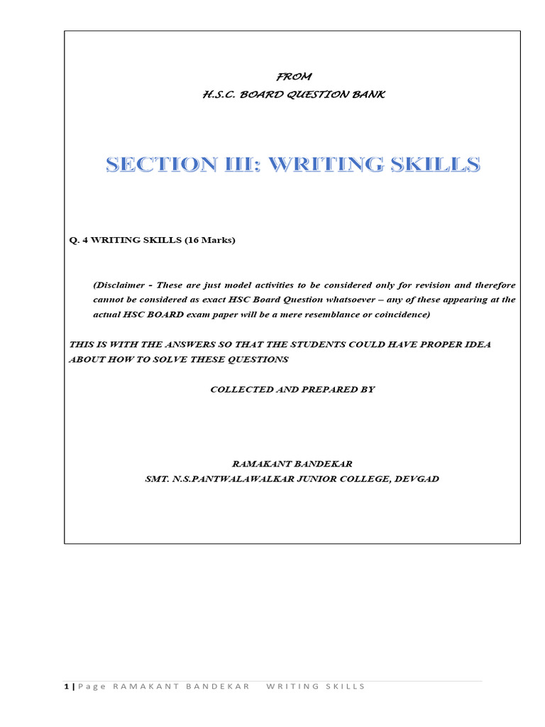 Writing Skill All in One | PDF | Physical Fitness | Noise