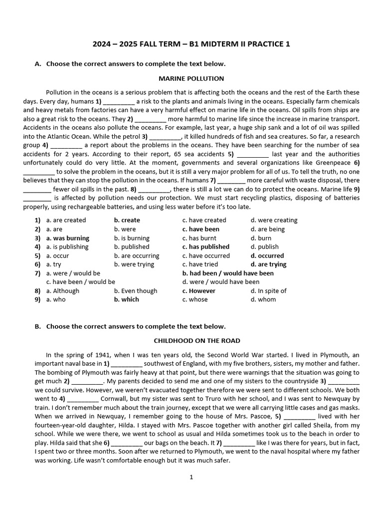 B1 Midterm 2 Practice Materials 1-2-3-4 TC | PDF | Cost Of Living ...