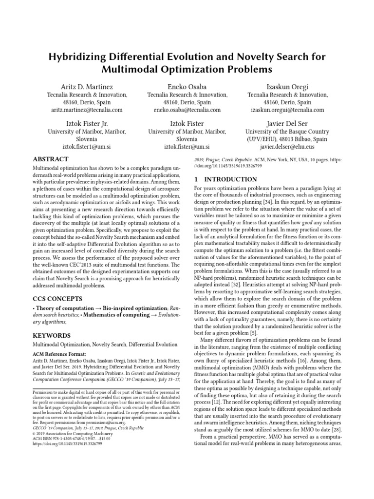 Hybridizing Differential Evolution and Novelty Search For Multimodal ...
