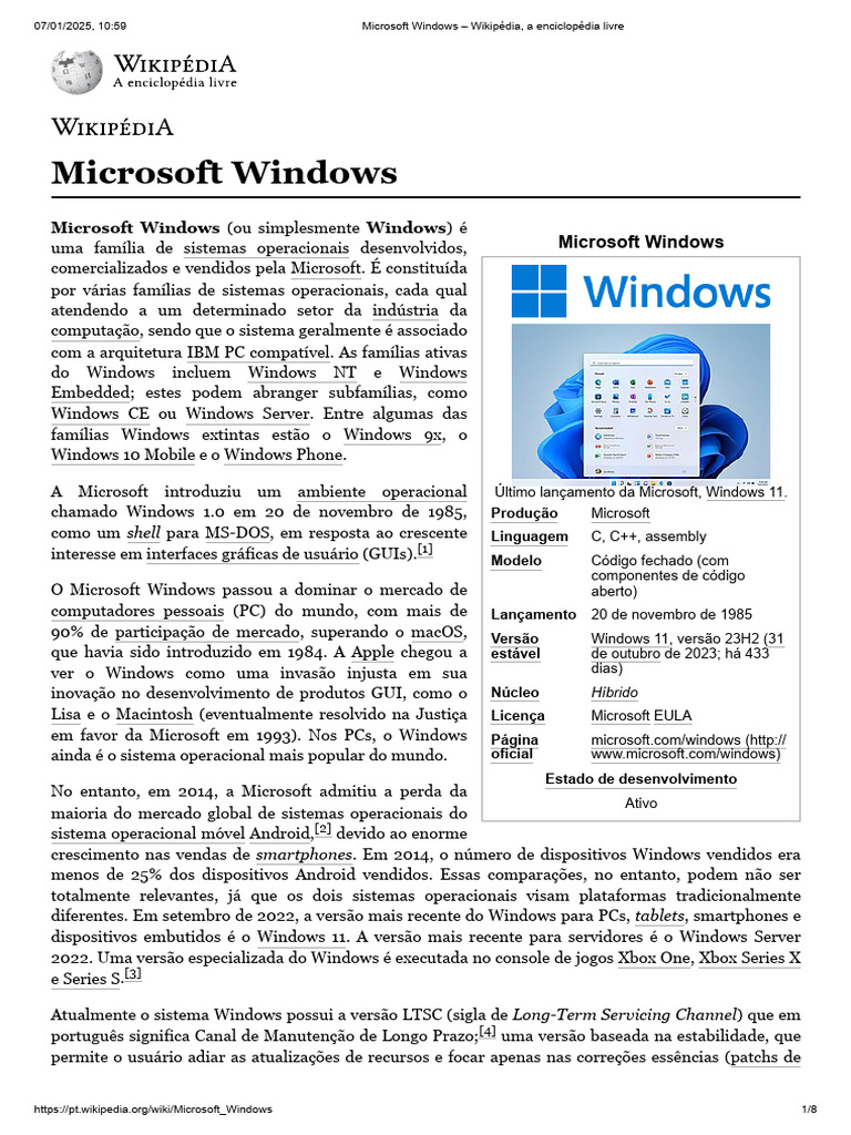 Lançamento e Evolução do Windows | PDF | Microsoft Windows | Windows 8