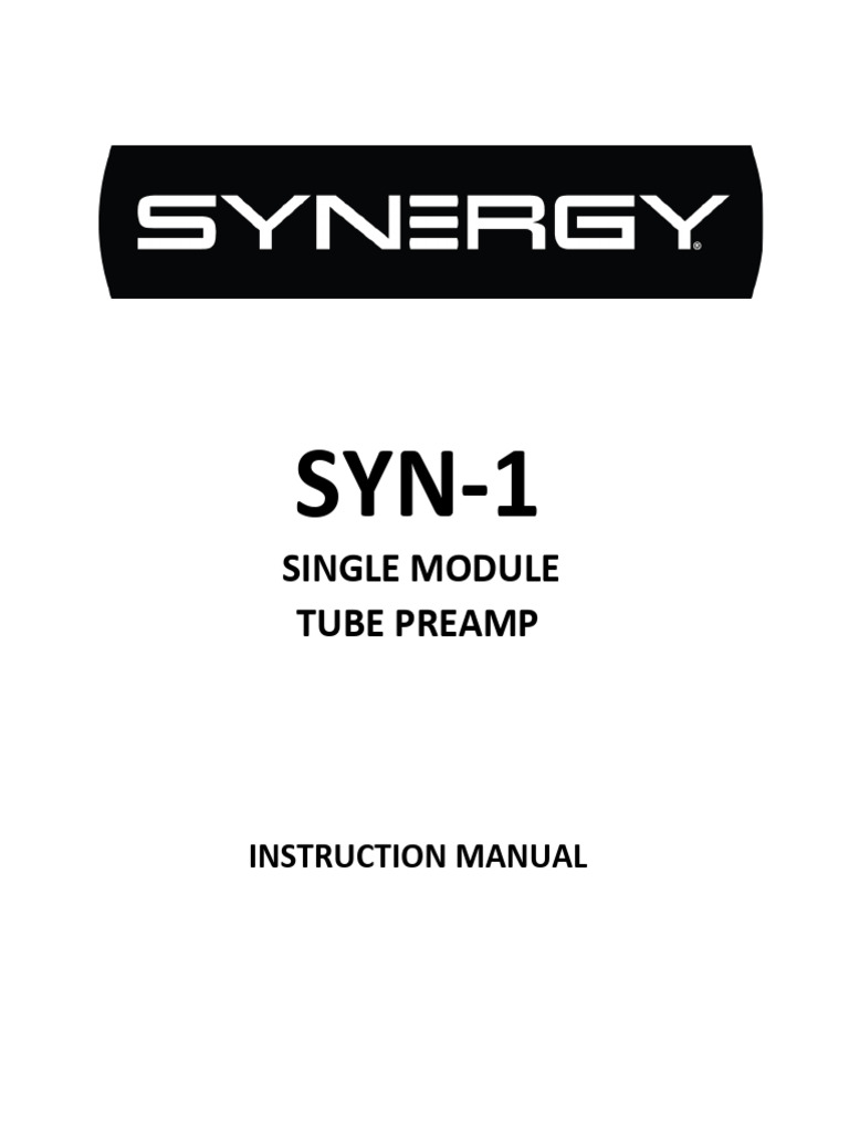 SYNERGY PREAMP Instruction Manual | PDF | Amplifier | Electrical Connector