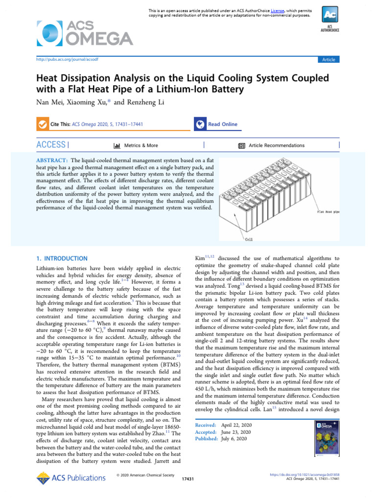 Mei Et Al 2020 Heat Dissipation Analysis On The Liquid Cooling System ...