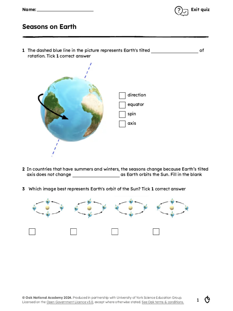 exit-quiz-questions | PDF | Equator | Earth