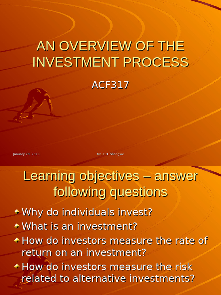 Overview of the Investment Process | PDF | Financial Risk | Investing