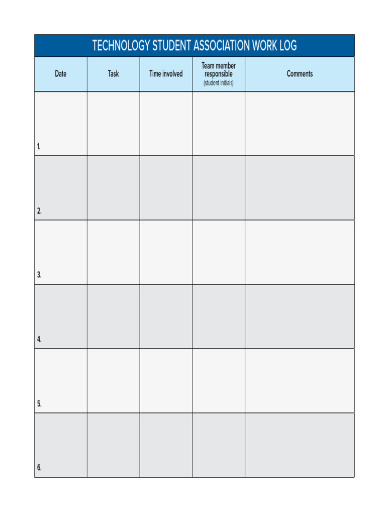 Technology Student Association Work Log | PDF
