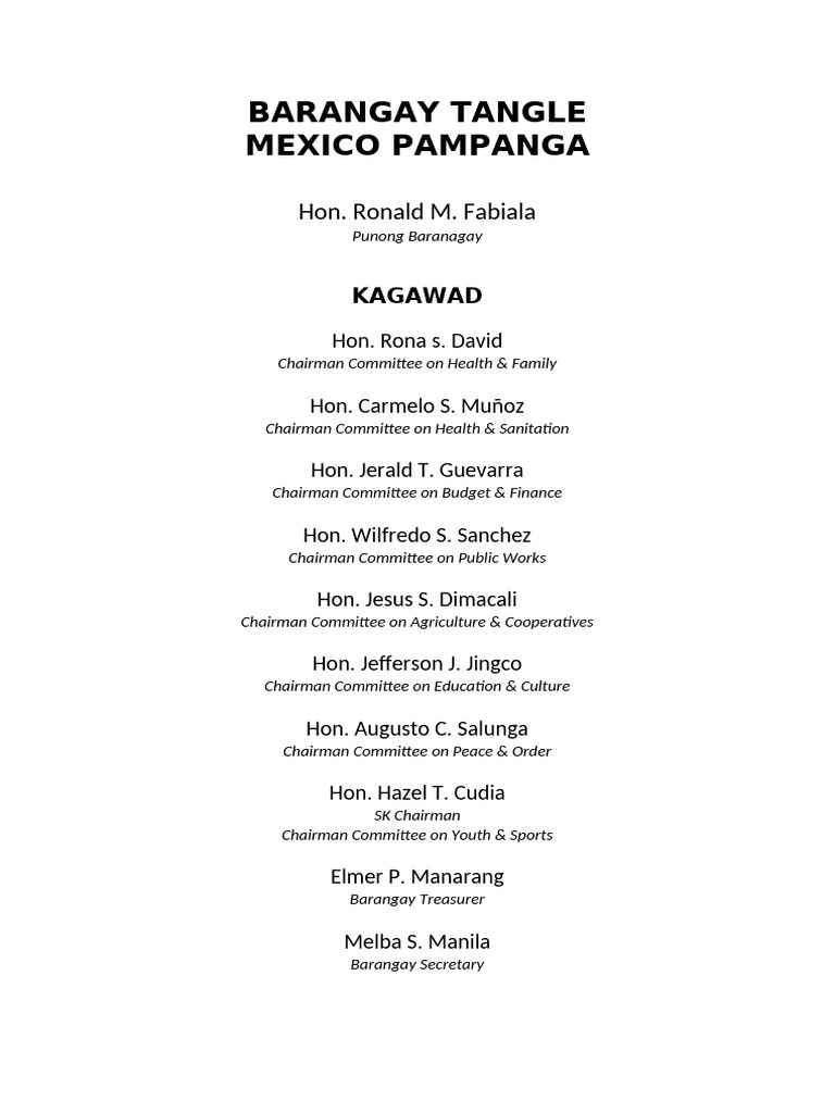 Barangay Tangle | PDF