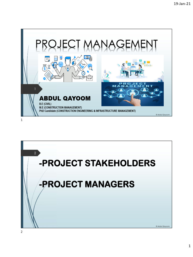 Lec 4 - Project Stakeholder - Project Managers | PDF | Construction ...