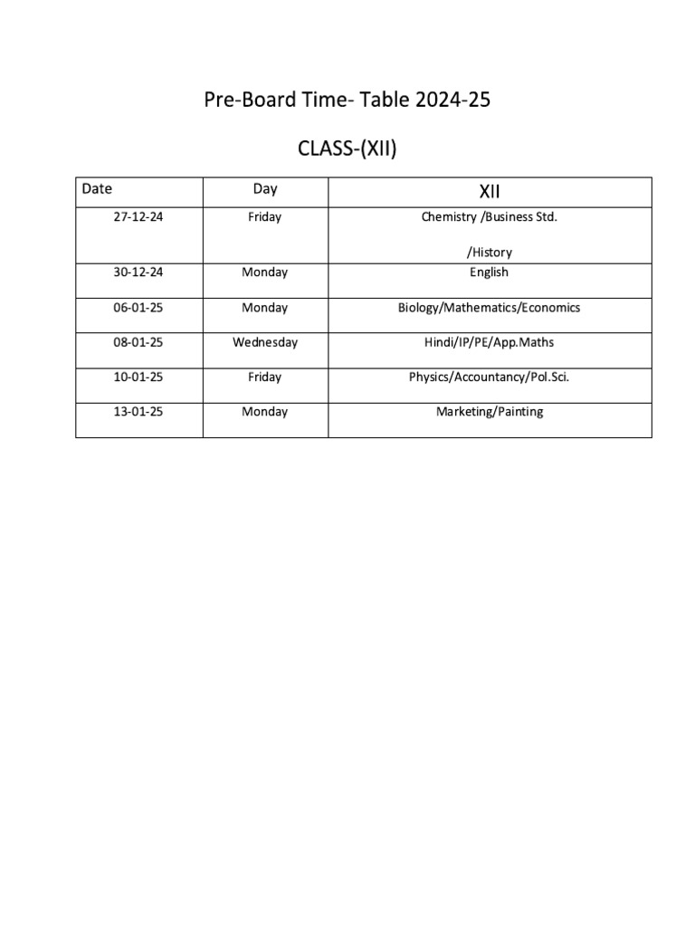 Pre board time table class xii 2024 25 3 pdf