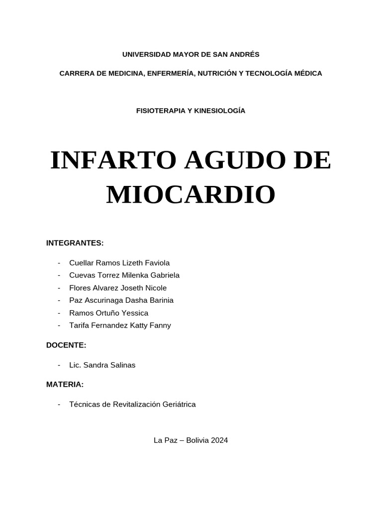 Fisioterapia en Infarto Agudo de Miocardio | PDF | Infarto de miocardio ...