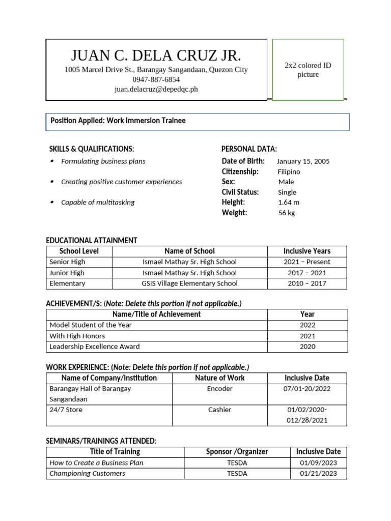IMSHS WI Resume Format | PDF
