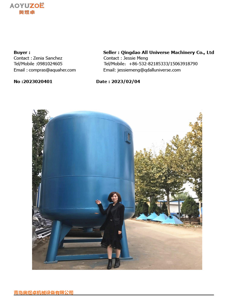 Finally+Confirmed+Commercial+Invoice+for+250m3+Mechanical+Filter+ (1) | PDF