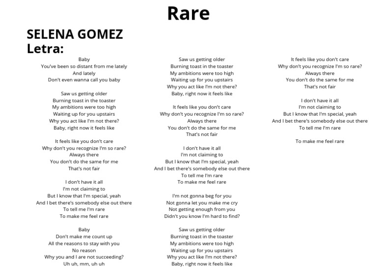 Rare: Selena Gomez Lyrics Analysis | PDF