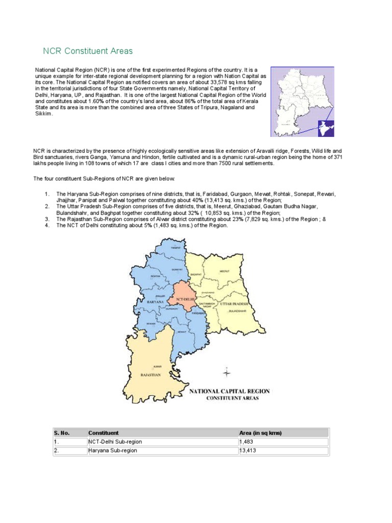 NCR Constituent Areas Overview | PDF | Government