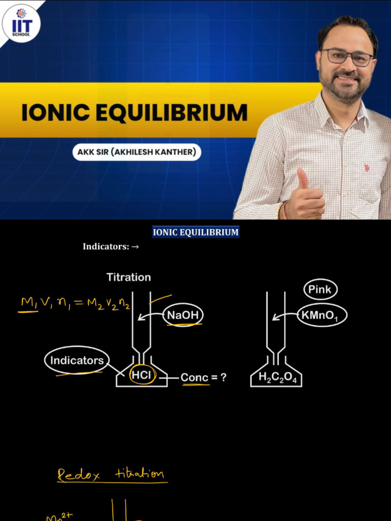 Ionic Equilibrium - L-13 (Class Notes) - Indicators | PDF