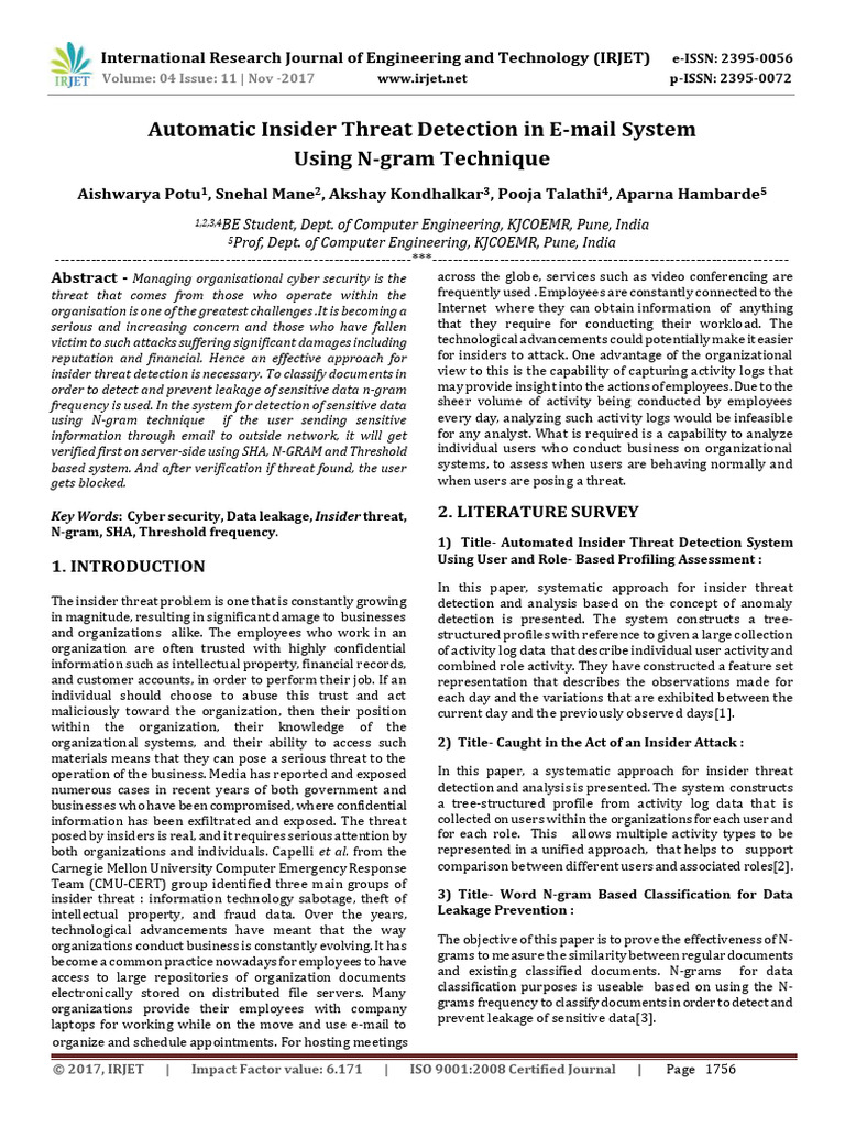 Insider Threat Detection via N-gram Analysis | PDF | Computer Security ...