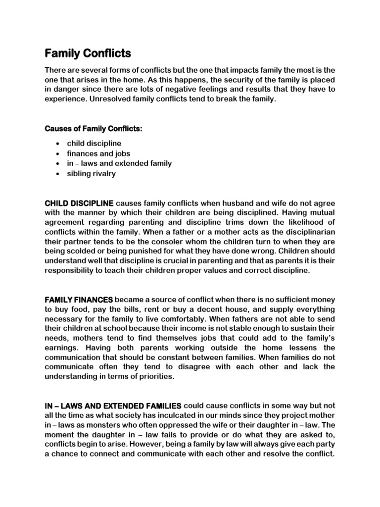 Causes of Family Conflicts | PDF | Sibling | Disciplines