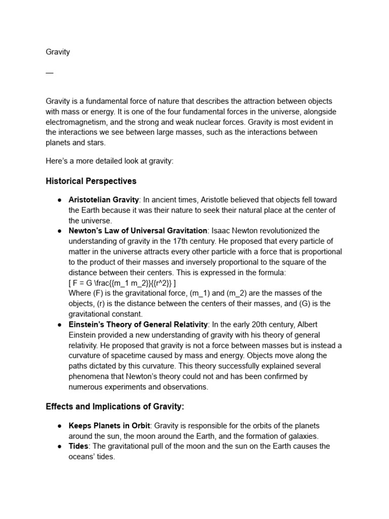 Phet Gravity Force Basics