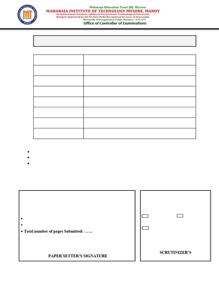 Declaration by Paper Setter Template | PDF