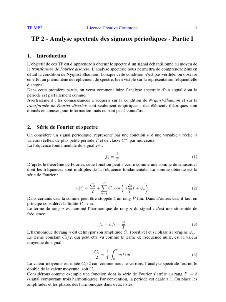Analyse spectrale par transformée de Fourier | PDF | Transformation de ...