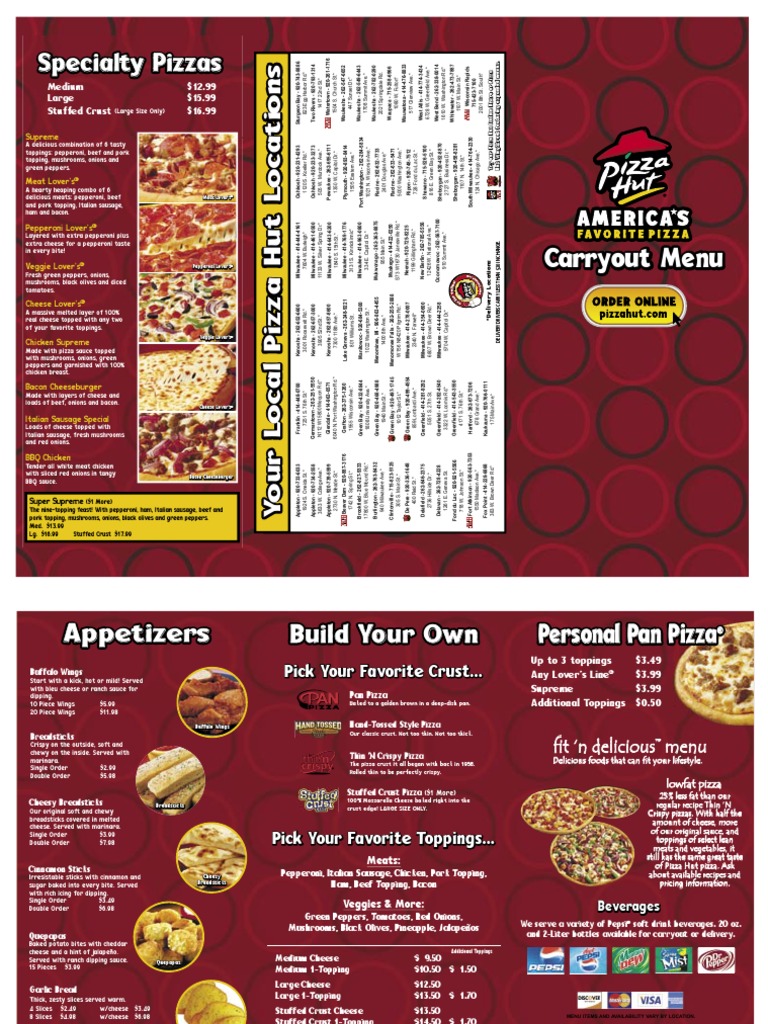 Pizza hut menu online discount