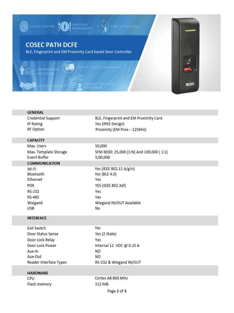 Matrix Cosec Path DCFE Door Controller | PDF | Access Control ...