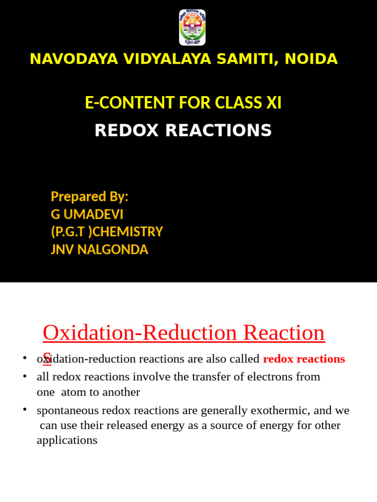 Understanding Redox Reactions and Oxidation States | PDF | Redox ...