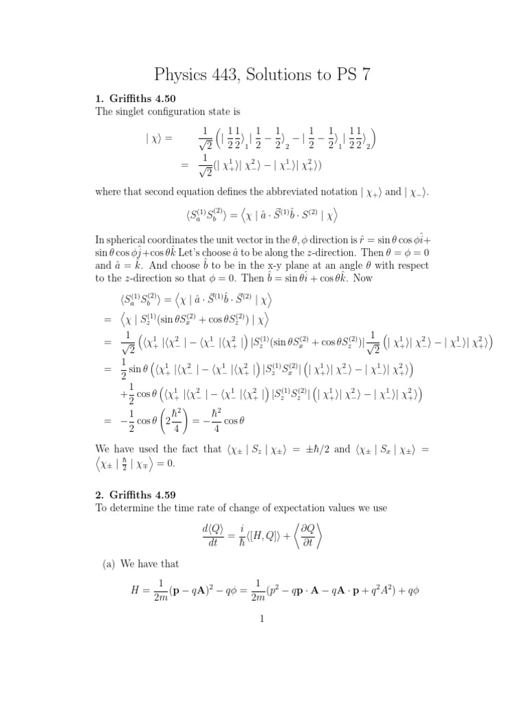 Physics 443 PS 7 Solutions Overview | PDF | Mathematics | Applied ...