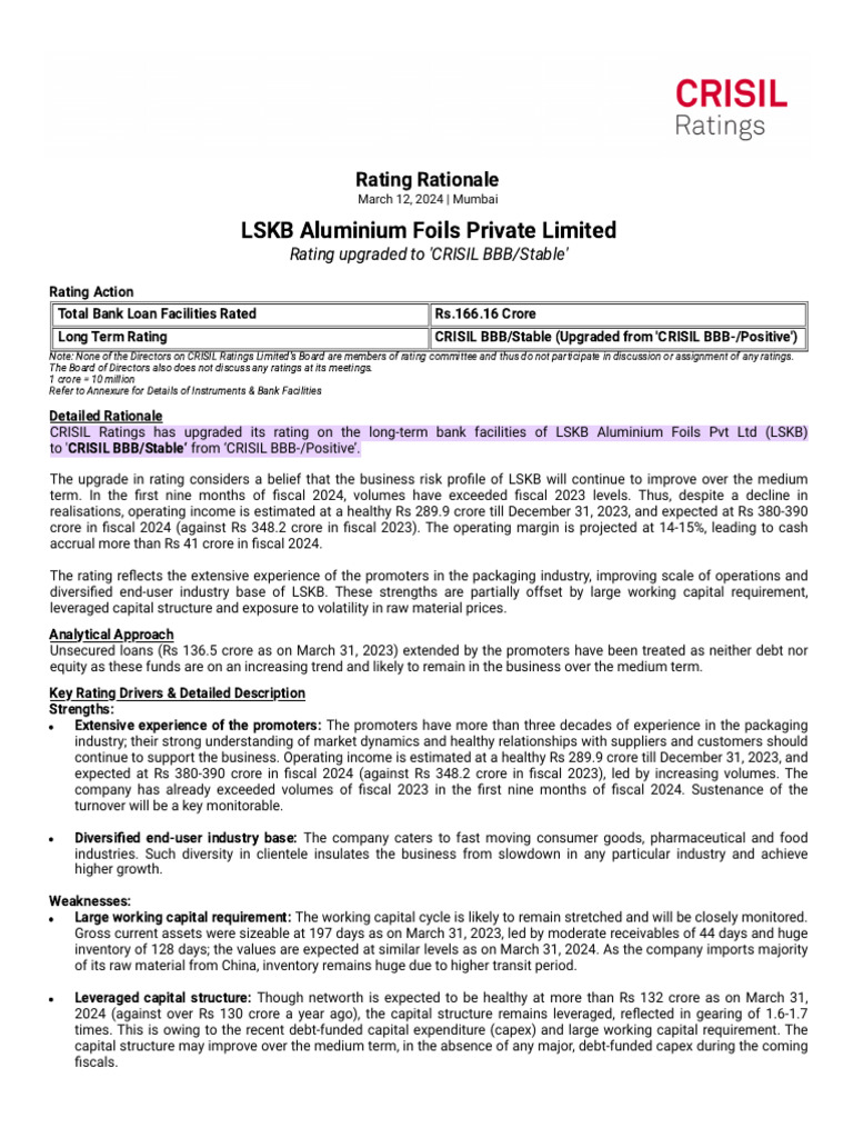 LSKB Aluminium Foils Rating Upgrade | PDF | Damages | Securities (Finance)