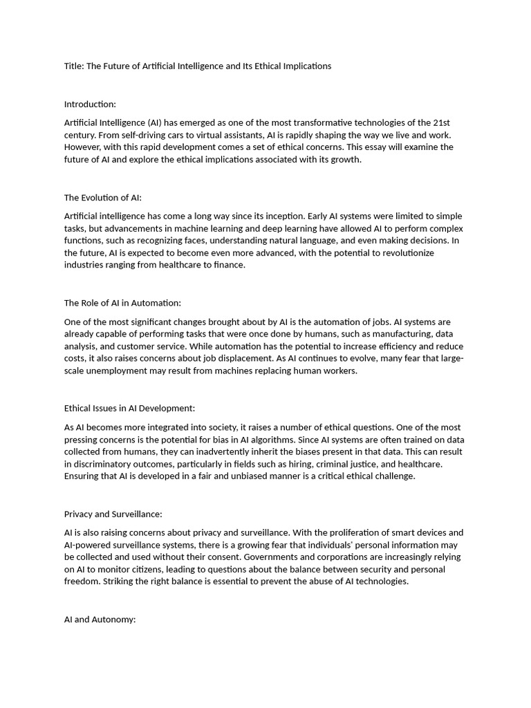 Future of AI: Ethical Challenges Ahead | PDF | Artificial Intelligence ...