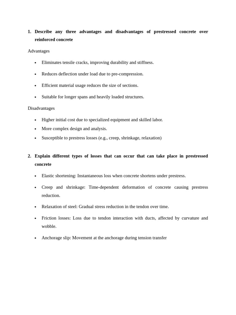 Advantages and Disadvantages of Prestressed Concrete | PDF ...