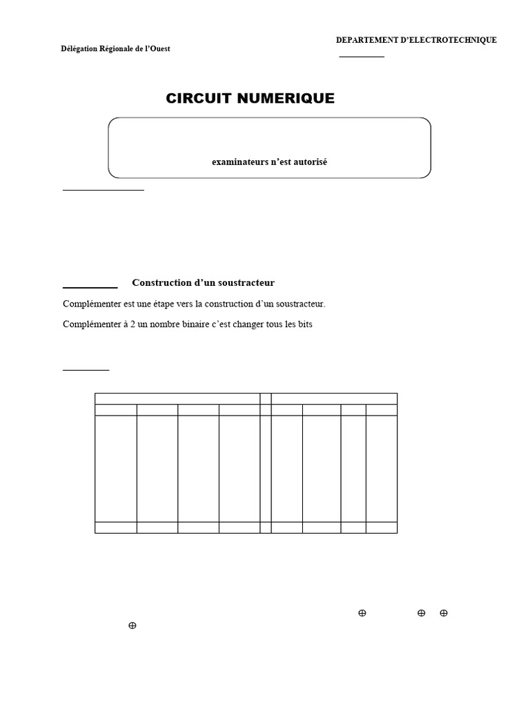Circuit Numérique : Devoir PF3 | PDF | Arithmétique | Ingénierie ...