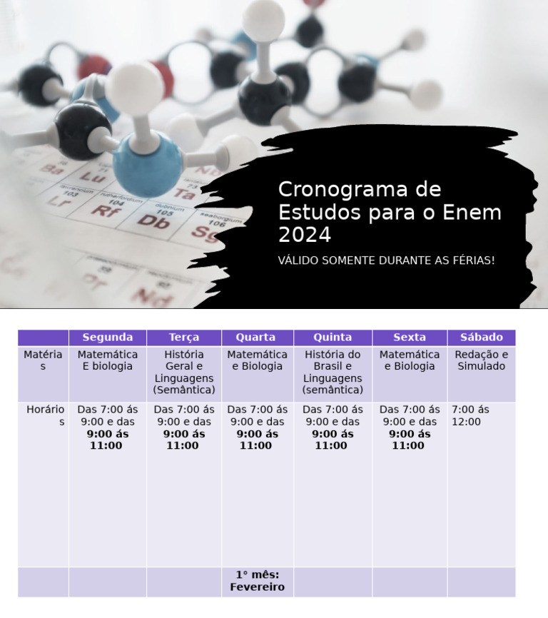 Cronograma de Estudos Enem 2024 | PDF