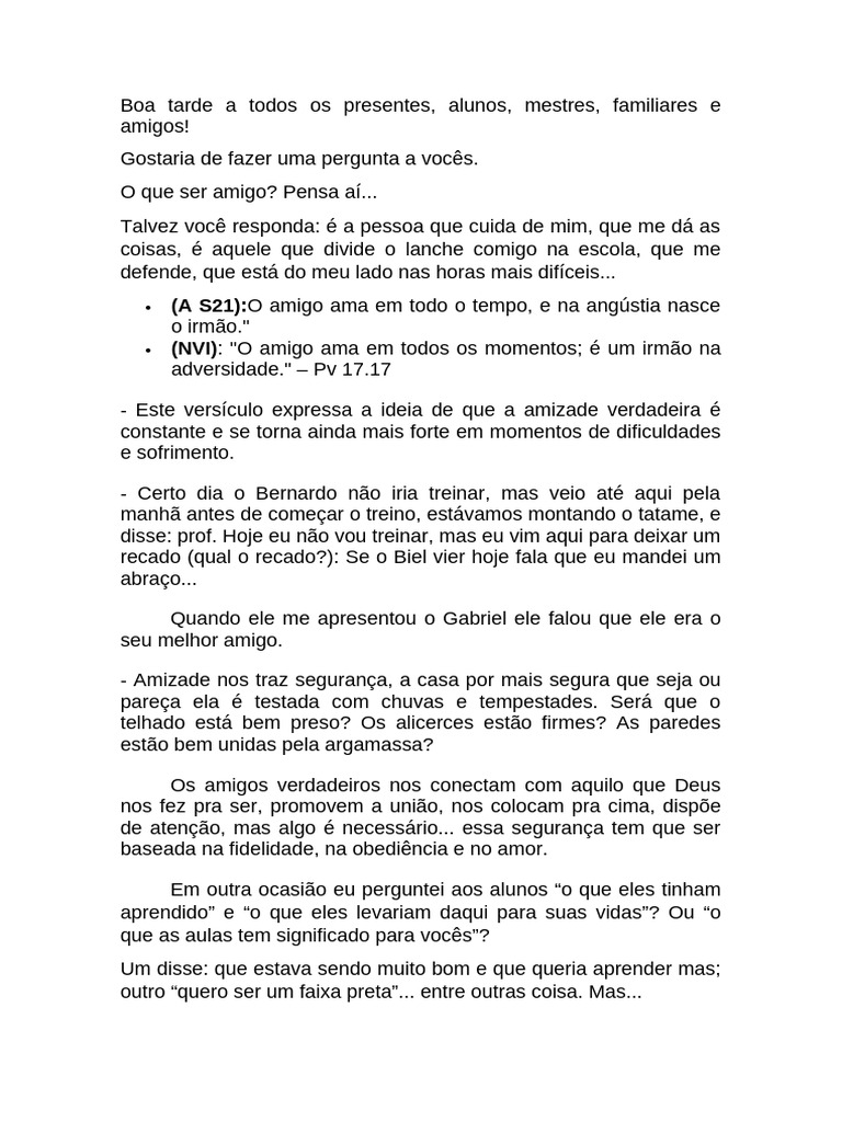 Reflexões sobre Amizade e Jiu-Jitsu | PDF | Amor | Jesus
