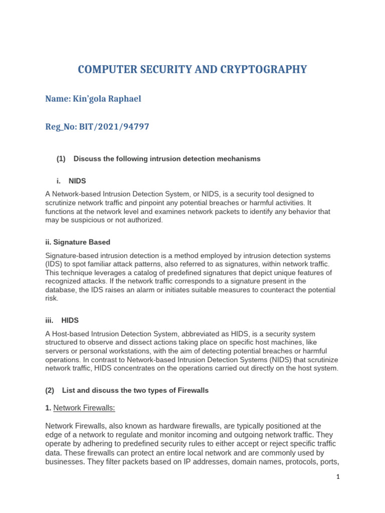 Computer Security and Cryptography Overview | PDF | Key (Cryptography ...