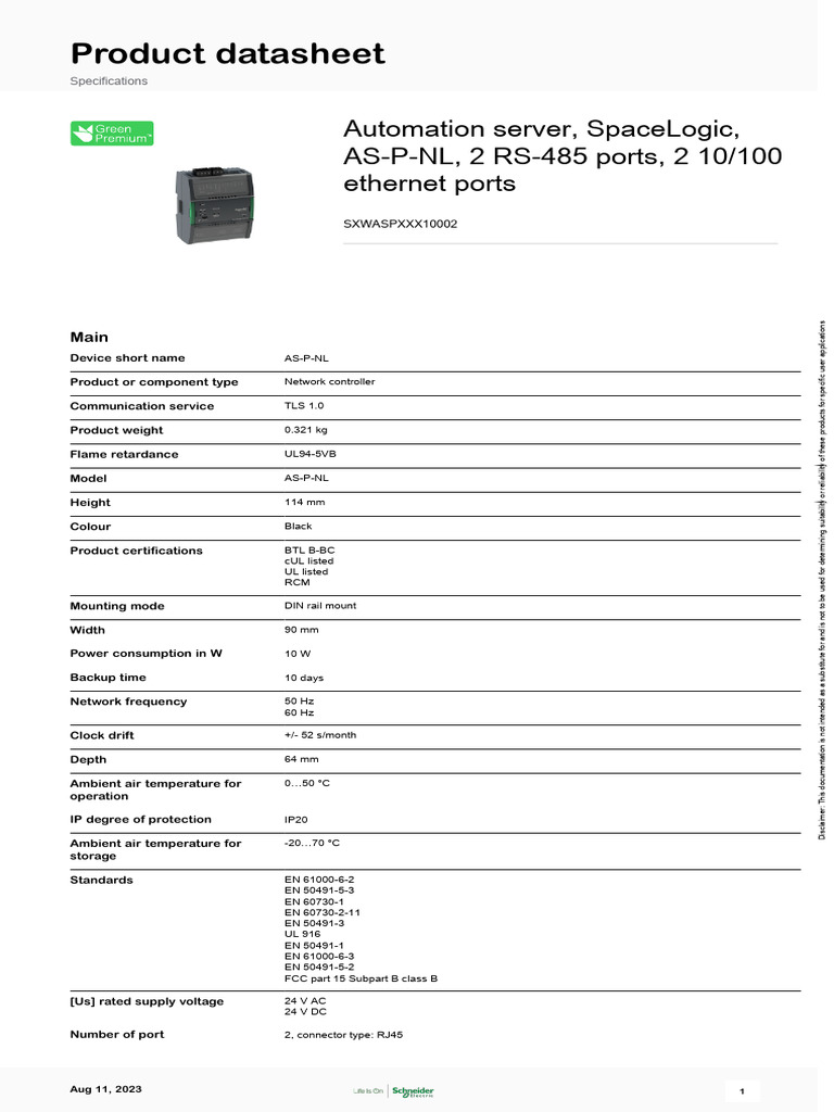 1_SpaceLogic™ AS-P Automation Server_SXWASPXXX10002 | PDF | Usb | Computing