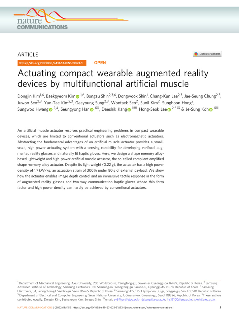 Actuating Compact Wearable Augmented Reality Devices by Multifunctional ...