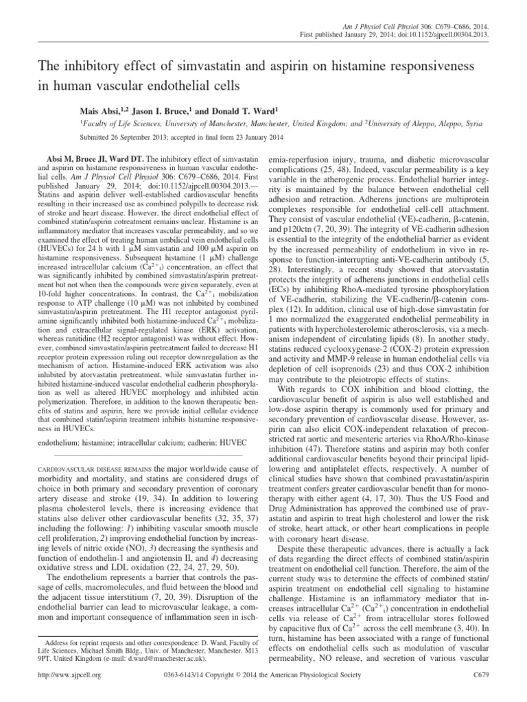 Absi Et Al 2014 The Inhibitory Effect of Simvastatin and Aspirin On ...
