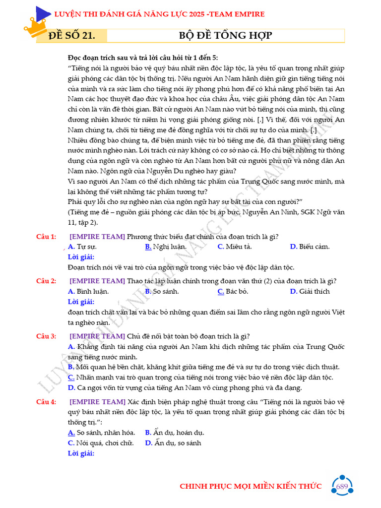 Tieng Viet-Chu de 04-De So 21 PDF | PDF