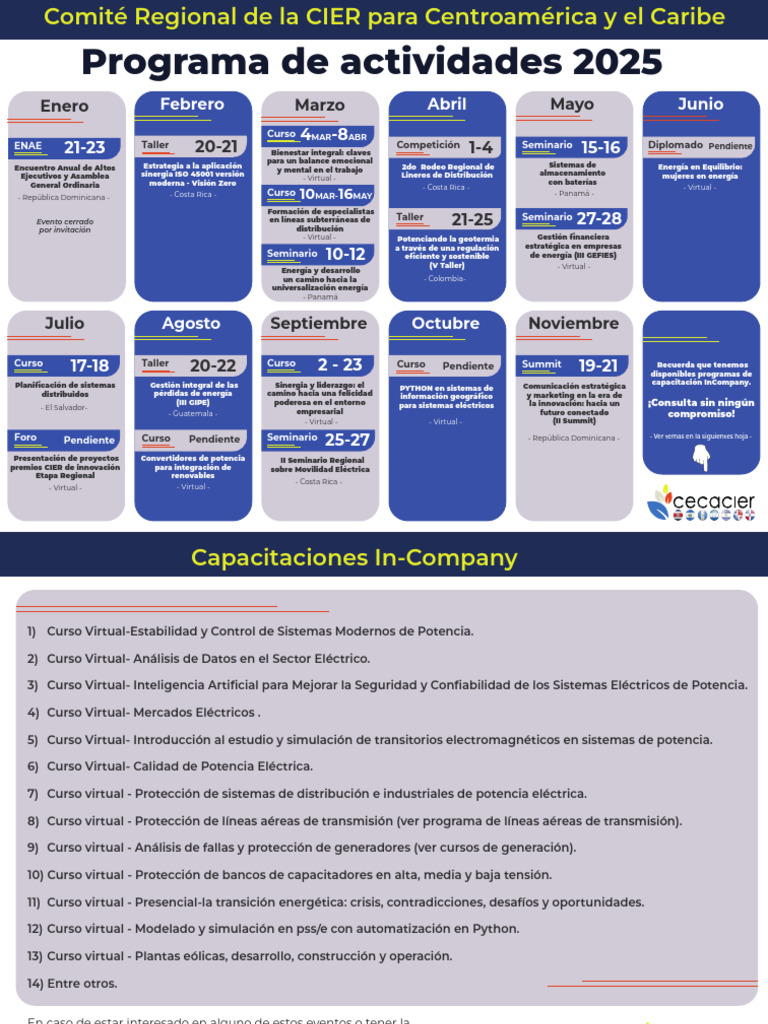 Actividades CIER 2025: Capacitación y Eventos | PDF | Ingenieria ...