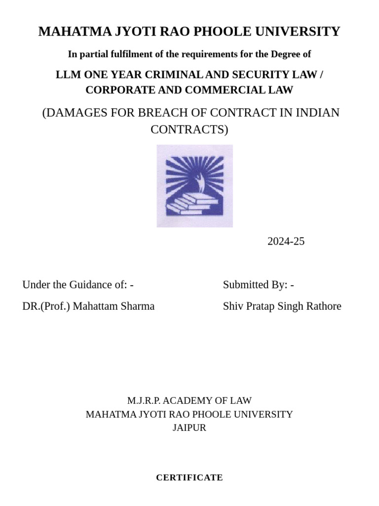 Project 452: Breach of Contract Analysis | PDF | Damages | Breach Of ...