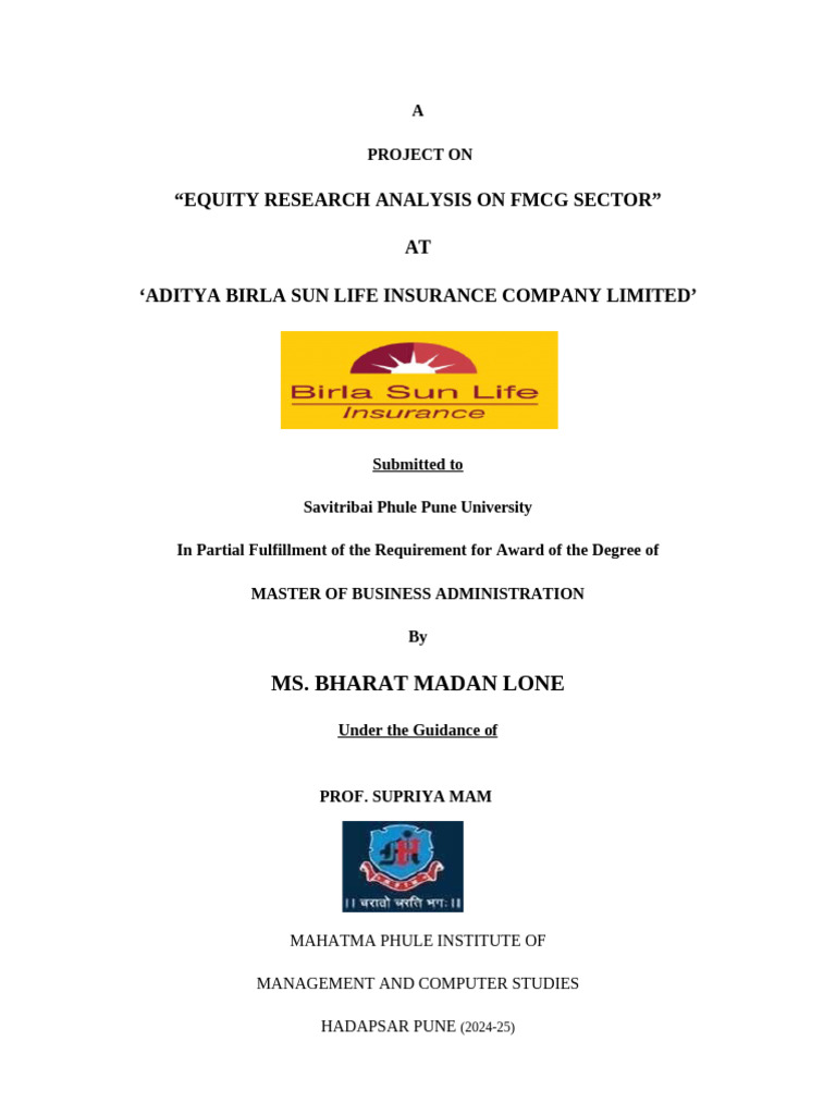 Final SIP Project PDF | PDF | Return On Equity | Equity (Finance)