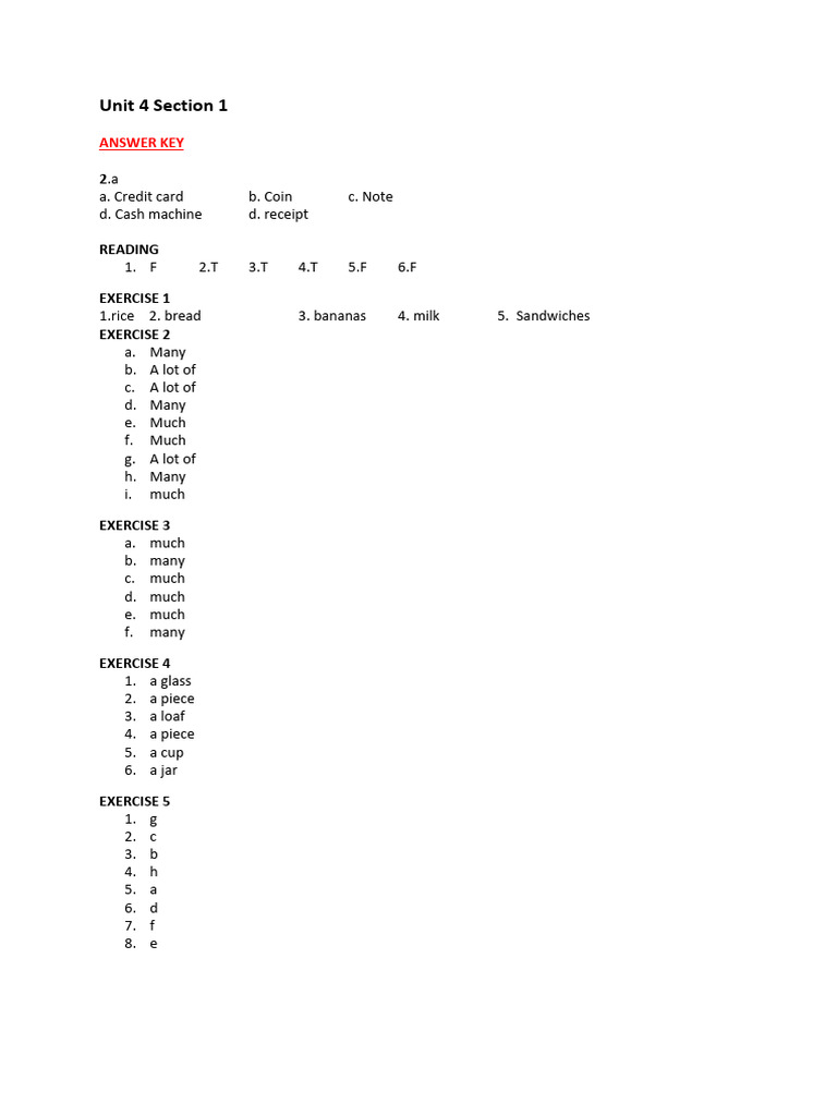 Unit 4-5-6 - ANSWERS | PDF | Room | Bedroom